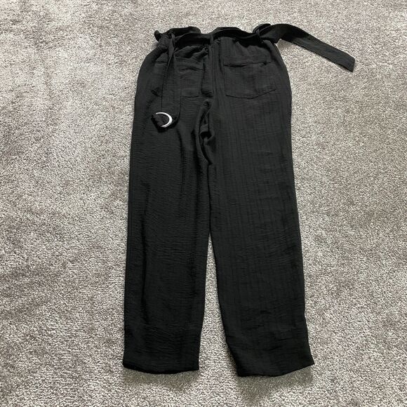 BCBGeneration Paperbag Pants womens XS Black Belted Polyester Ladies 28x25 - Picture 2 of 11
